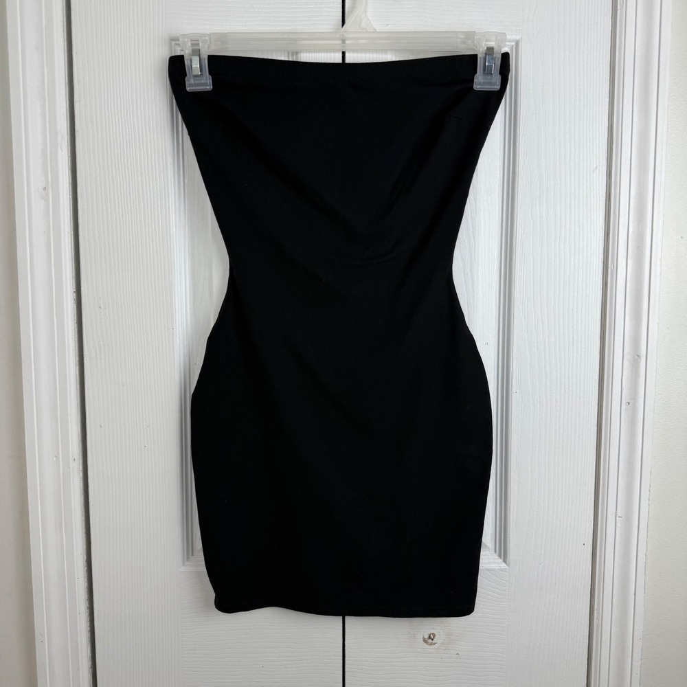 SPANX Assets Red Hot Label Black Strapless Bodycon Dress Shaper Size 12 14